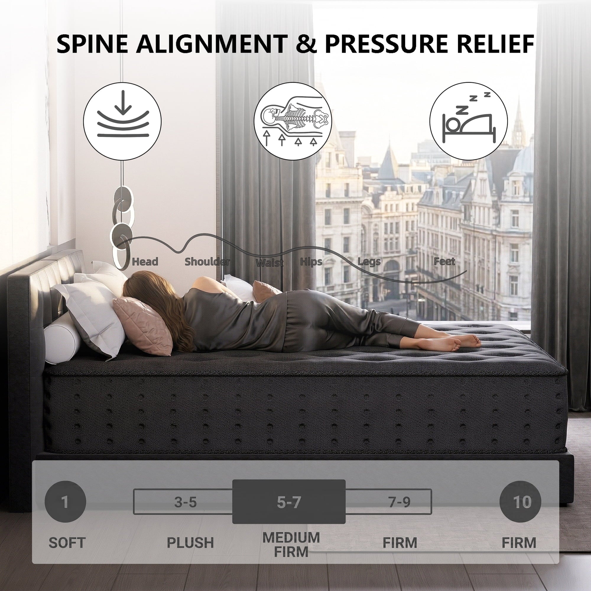 Tryagat 12” Full Hybrid Mattress in a Box, Medium Firm Full Size Mattresses, Cooling Gel Memory Foam Mattress with Individually Wrapped Pocket Coils, Pressure Relief