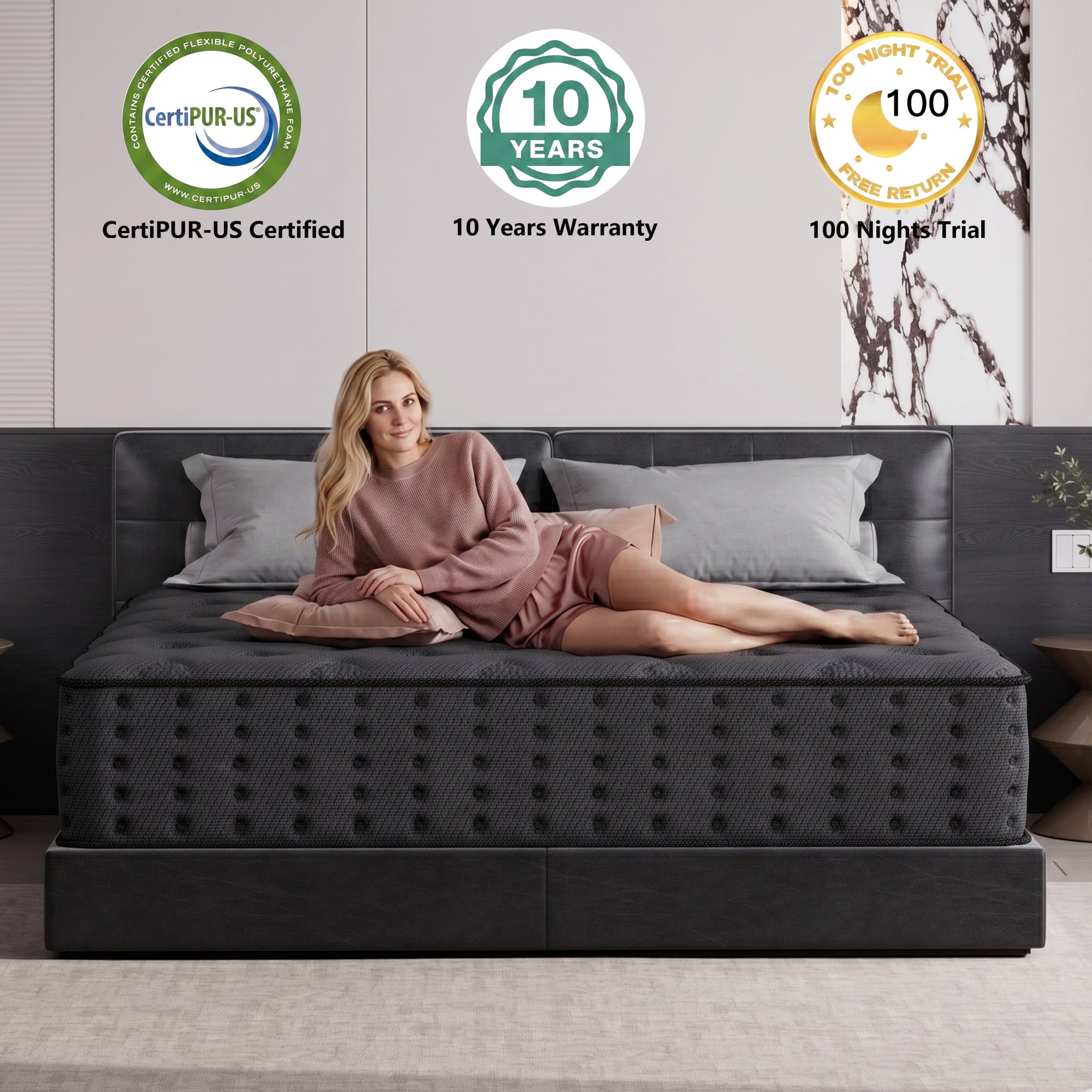 Tryagat 12” Full Hybrid Mattress in a Box, Medium Firm Full Size Mattresses, Cooling Gel Memory Foam Mattress with Individually Wrapped Pocket Coils, Pressure Relief
